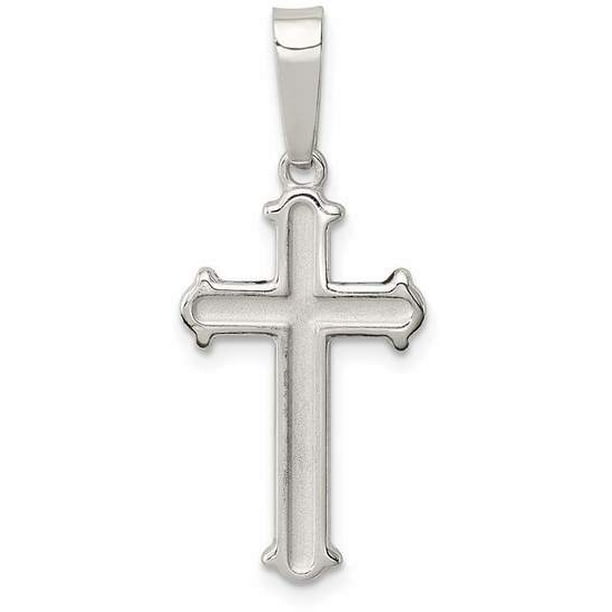 Sterling Silver Polished Matte Center Finish Cross Pendant Sterling Silver Polished Matte Center Finish Cross Pendant